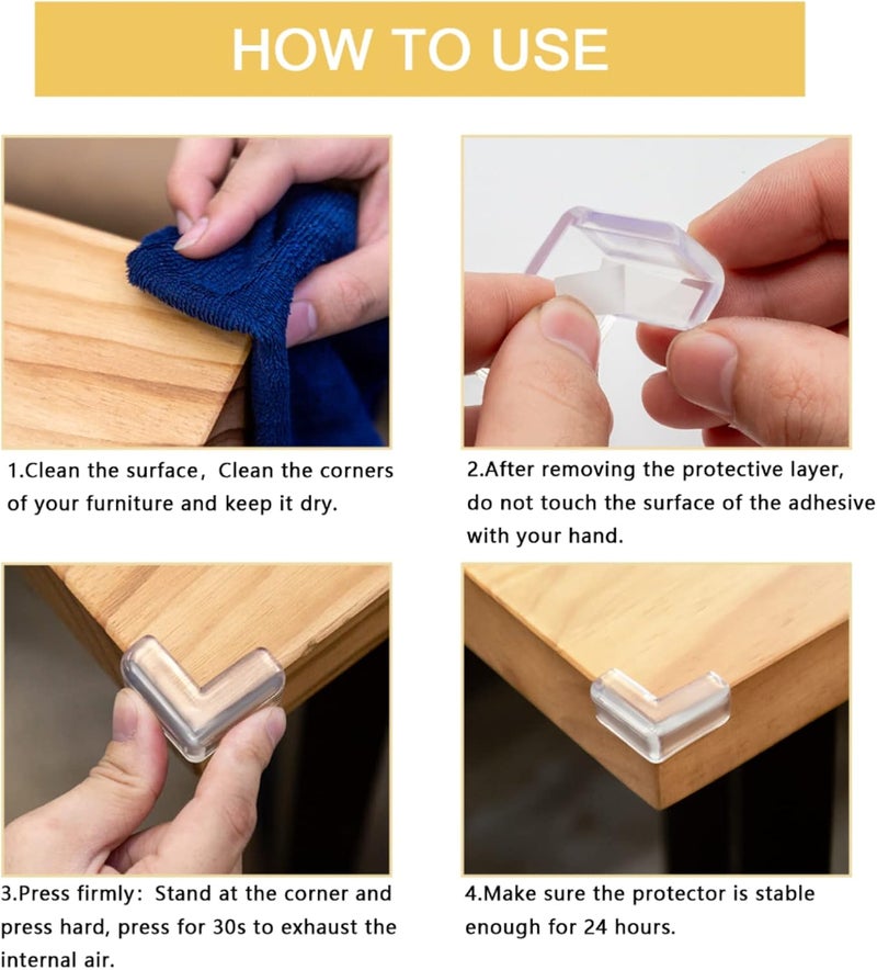 AIXMEET 20 Pack Table Corners, Corner Guards, Clear Corner Protectors, Corner Protectors, Baby Proof Corner Guards Stop Child Head Injuries Tables, Furniture & Sharp Corners Baby Proofing (L-Shaped) - Image 3